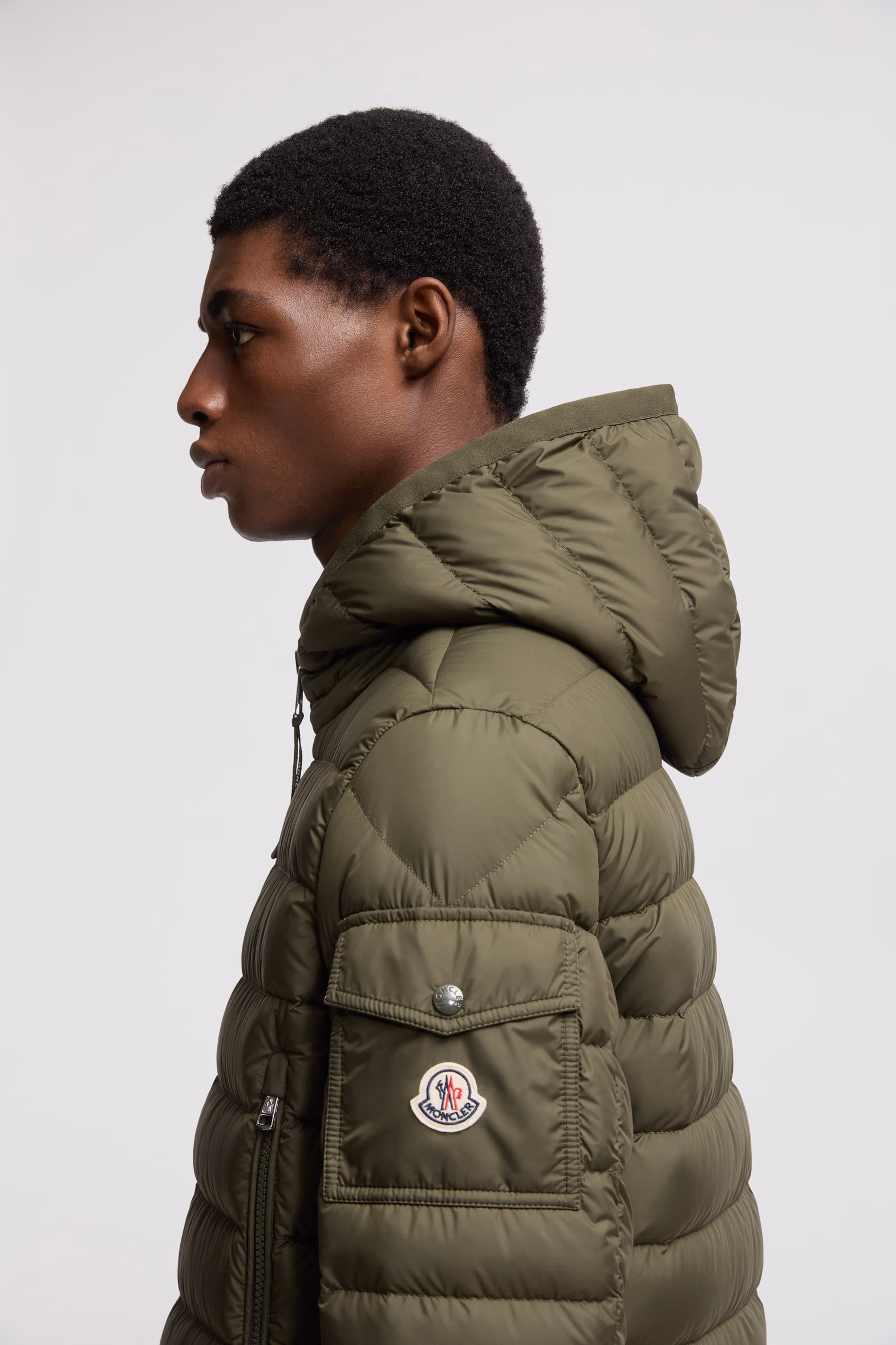 Galion Hooded Short Down Jacket Men Olive Green Moncler 4